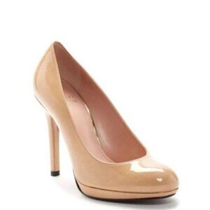 Stuart Weitzman Women's‎ PATENT LEATHER Beige Platswoon Pumps Size 8.5 M
